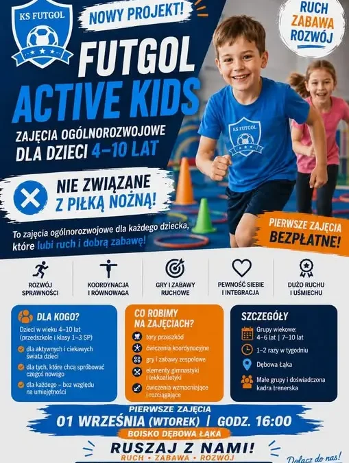 Futgol Active Kids – nowe zajęcia ogólnorozwojowe dla dzieci w Dębowej Łące