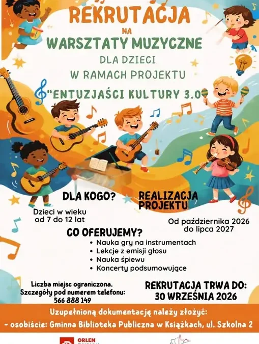 Warsztaty muzyczne w Książkach – rusza rekrutacja dla dzieci i młodzieży