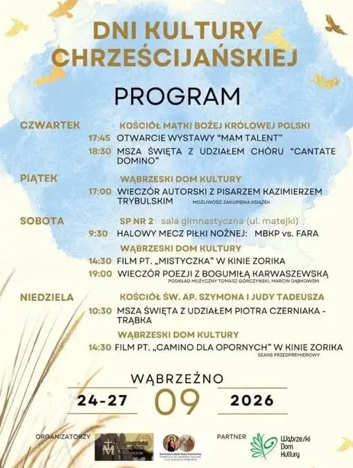 Dni Kultury Chrześcijańskiej w Wąbrzeźnie – program wydarzeń 24-27 września 2026