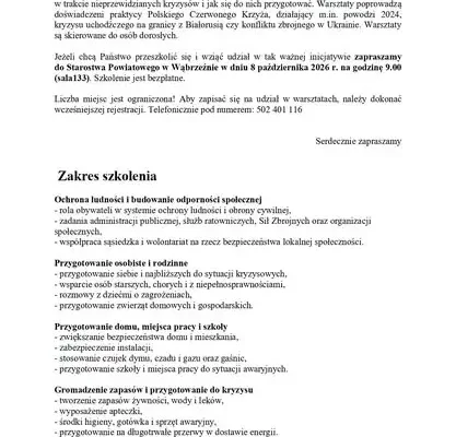 Szkolenie z zarządzania kryzysowego w Wąbrzeźnie – 8 października 2026
