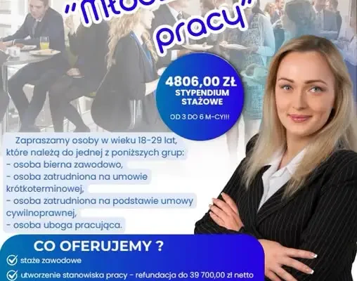 Projekt „Młodzi na rynku pracy” – staże i refundacje dla pracodawców z Kujaw i Pomorza