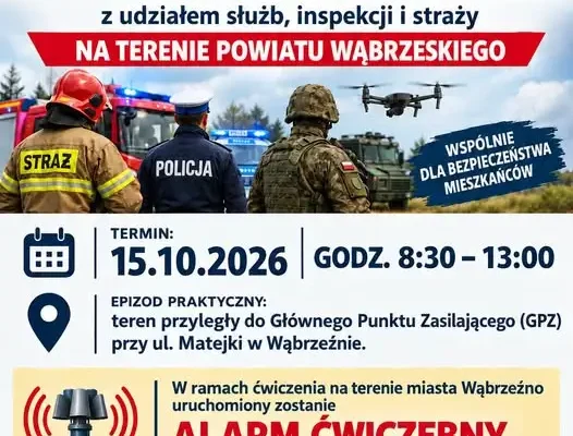 Trening syren alarmowych w powiecie wąbrzeskim – 15 października 2026