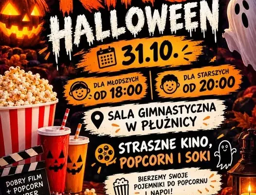 Kino Halloween w Płużnicy – seanse dla dzieci i dorosłych 31 października