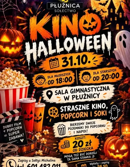 Kino Halloween w Płużnicy – seanse dla dzieci i dorosłych 31 października