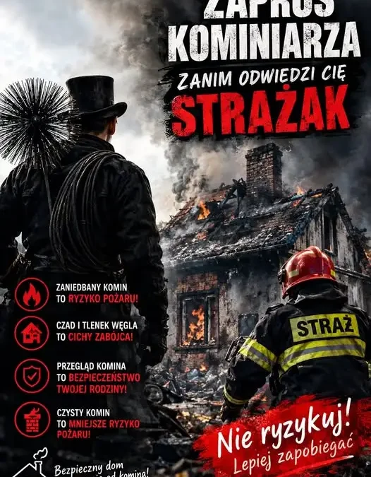 Sezon grzewczy 2026/2027: apel OSP Płużnica o przeglądy kominów