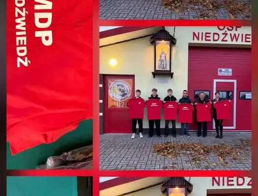 Nowe koszulki i spodnie dla Młodzieżowej Drużyny Pożarniczej z Niedźwiedzia