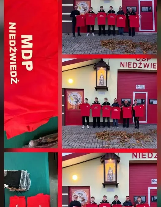 Nowe koszulki i spodnie dla Młodzieżowej Drużyny Pożarniczej z Niedźwiedzia
