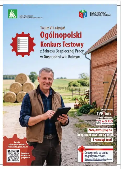 VII Ogólnopolski Konkurs Testowy KRUS: „Rola rolnika, by upadku unikał”