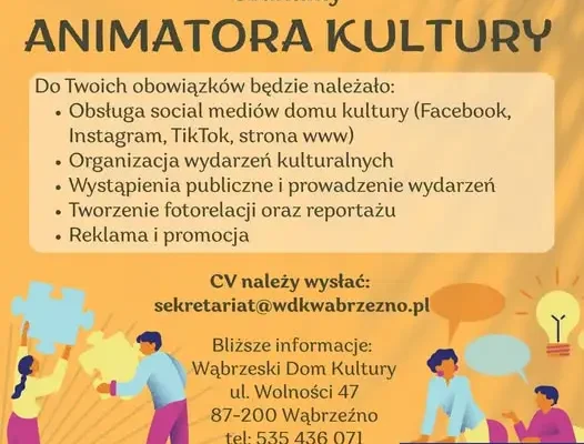 Wąbrzeski Dom Kultury szuka animatora kultury – aplikuj do 2 listopada